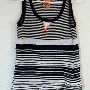 Tory Burch Navy and White Striped Tank Top